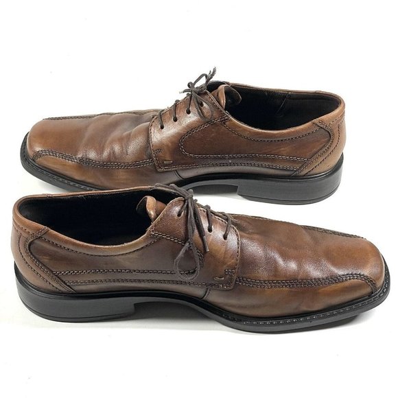 ECCO Men's Helsinki Brown‎ Leather Lace Up Square Toe Oxford 12-12.5 US / EUR 46 - Picture 5 of 14